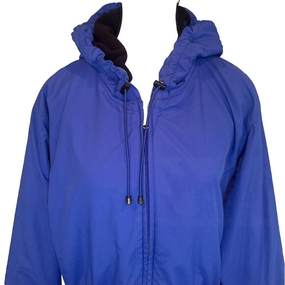 VTG Women’s Eddie Bauer BLUE Parka Hooded Windbreaker Jacket Adj Cuffs Waist L - Picture 2 of 10